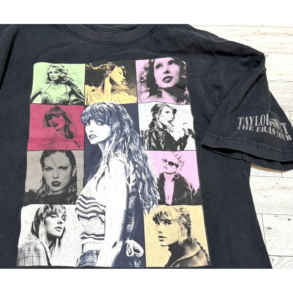 Taylor Swift Official Eras Tour Shirt Black Concert Photo Graphic Tee SMALL